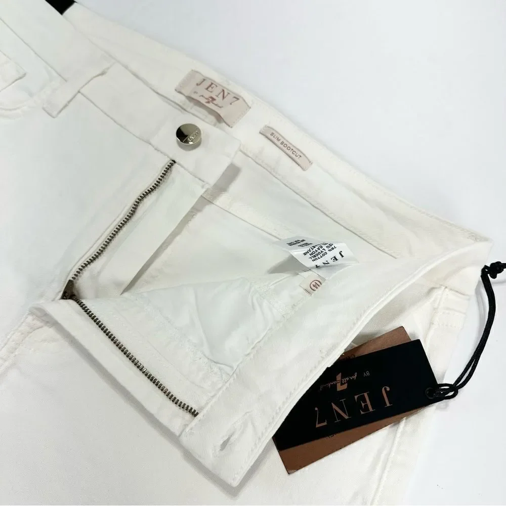 NWT Jen7 for 7 For All Mankind White Jeans Slim Bootcut Size 14